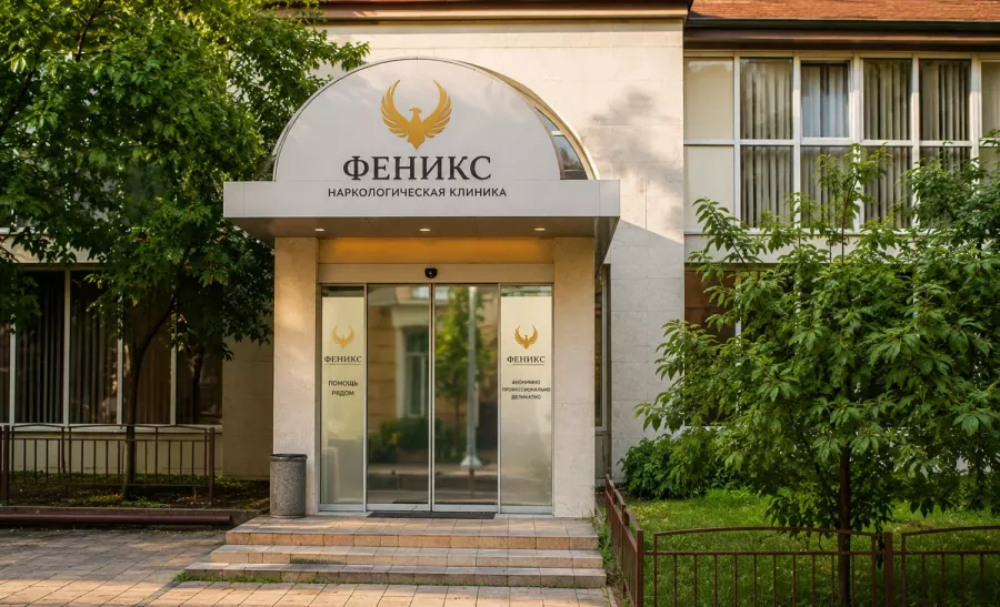 Вход в наркологическую клинику «Феникс» в Шали